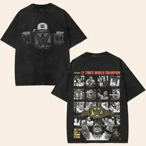 John Cena 17 Times World Champion Oversize Unisex Acid Wash Tee – WWE Legend Streetwear, Oversized Unisex Classic Fan Gift top Fabric Menswear casual wrestling shirt