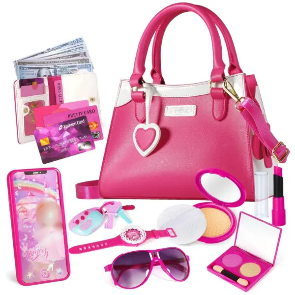 Halloween Fall Gift  Play Purse for Little Girls, Toddler Purse with Pretend Makeup, 29PCS Kids Purse Little Girls Toys, Princess Pretend Play Girl Toys for 3 4 5 6 7 8 Years Old, Toddler Birthday Gift