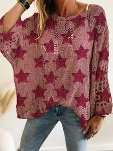 Women's V Neck Batwing Long Sleeve Knit Top, Casual Loose Fit Design, Perfect for Spring Summer Fall Winter Seasons, Chic Stylish Daily Wear, Womenswear Knitwear