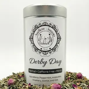 Mint 'Derby Day' Loose Leaf Herbal Tea | Caffeine-Free Peppermint & Eucalyptus Refresher 2oz for Mint Lovers | Southern Seasons Tea