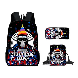 Birthday Party Backpack Set, 3PCS Graphic School Bag with Crossbody Bag and Pencil Case2