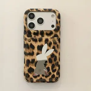 Mirror Rivet Pocket Cartoon Phone Case for iPhone 17/16 PRO, Personalized Card Holder, Anti-drop Protective Case