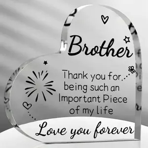 Brother Gifts From Brother, Acrylic Heart Keepsake, Birthday Gifts Meaningful Gifts for Brother- Keepsake Paperweight Decorative Accessories