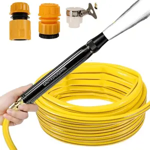 TikTok Shop Black Friday Black Metal Garden Hose Nozzle, Includes 3 Spray Nozzles, High-Pressure Garden Sprayer for Plants, Car Washing, Floor Cleaning, Heavy-Duty Leak-Proof Hose, Adjustable Spray Modes