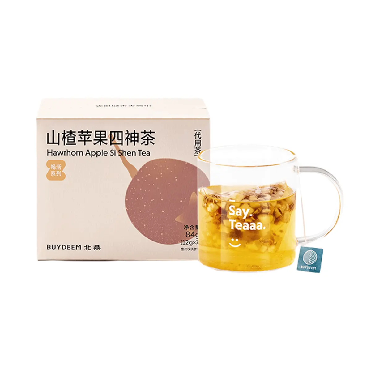 BUYDEEM Hawthorn Apple Four Gods Tea Bags - Digestive Aid for Bloating & Indigestion - 7 Sachets (84g)