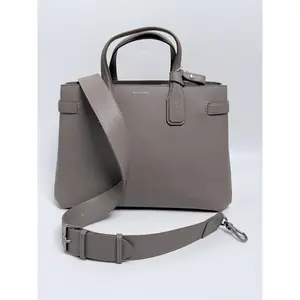 Pre-owned BURBERRY Leather Shoulder Bags Medium Banner Grained House Check Tote Bag Handle Handbag ZS006BR