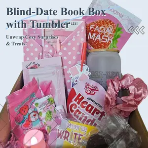 Valentine's Blind-Date with a Book Box - with tumbler & matching bookmark, seasonal treats & goodies, and more...