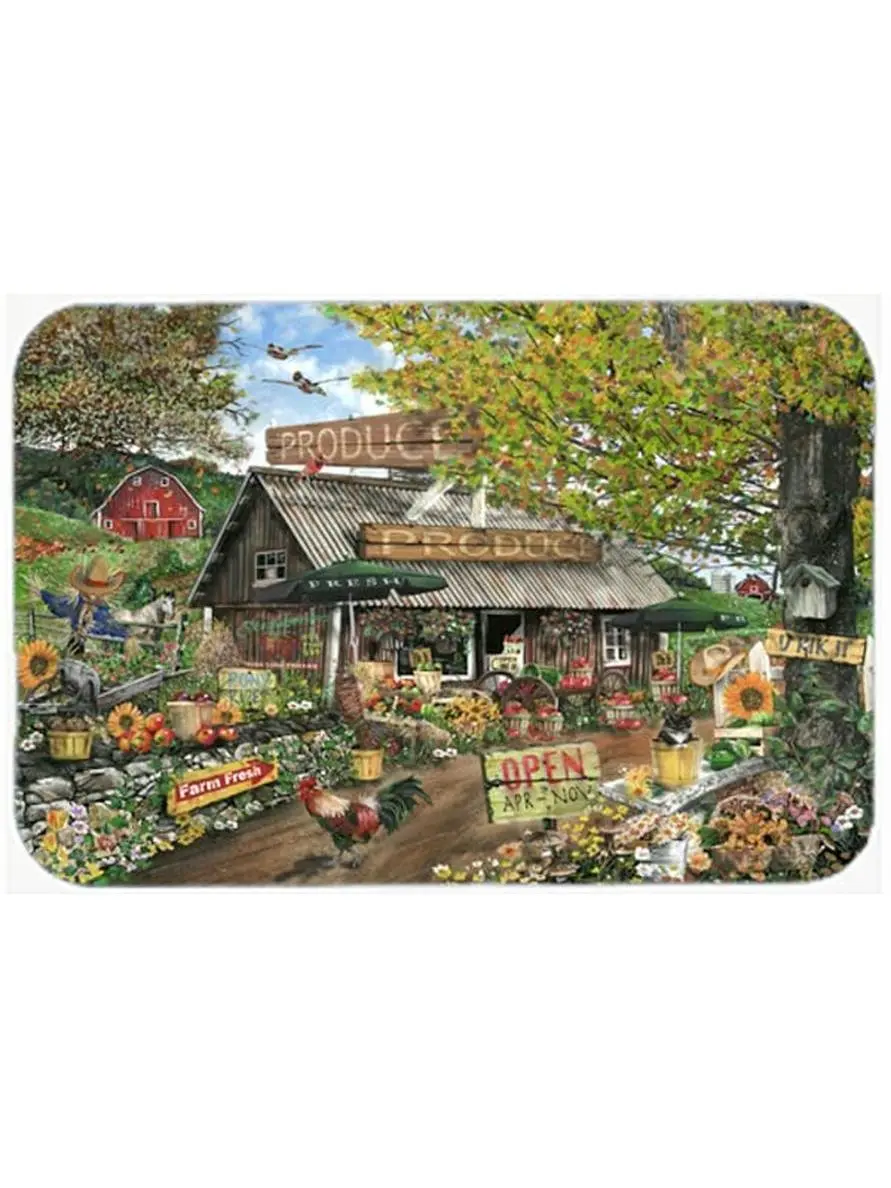 Large Glass Chopping Board with Produce Fruit Stand, 12 l x 0.2 w x 15 h in, 6 lbs, Tom Wood Artwork, Bright and Colorful Kitchen Household Countertop Decoration