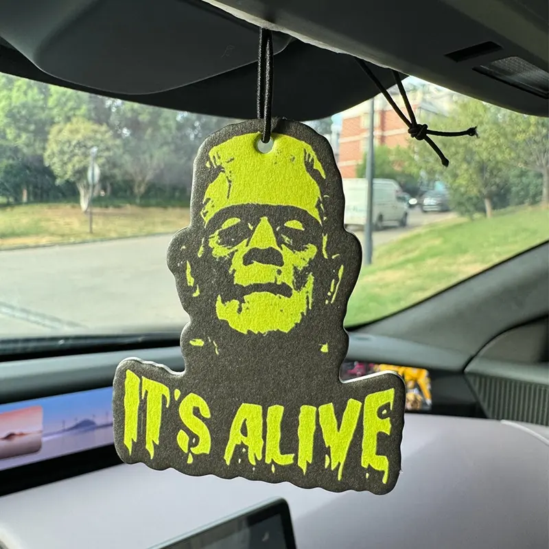 Frankenstein Car Air Freshener, Car Accessory, Car Fragrance, Car Smell Products, Bahama Breeze Scent, Rearview Mirror Hanging & Vent Clip, Natural Material, Long-Lasting 90 Days, Alcohol-Free