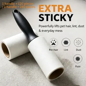 Pet hair grooming roller, ergonomic anti-slip handle, slanted cutting and easy-tearing design, large capacity replacement pack, for cleaning pet hair, cleaning clothes, furniture and other items of pet-owning families