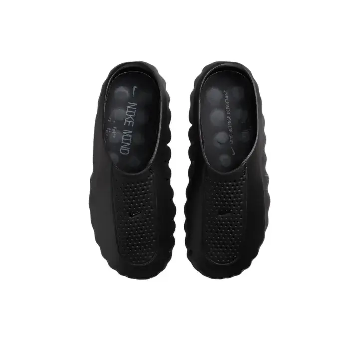 All Black Outdoor Quick Dry Slides Black 3D Granular Spherical Wear Resistant Outsole Breathable Skin Friendly Perforated Upper Hiking Fascia Relax Biomechanical Mule Slides