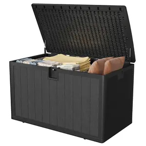 Garvee 130 Gallon/492l Outdoor Storage Box with Lockable Lid, Waterproof Resin Deck Box Container Bin for Package Delivery, Patio Furniture Cushions, Garden Tools & Pool Accessories