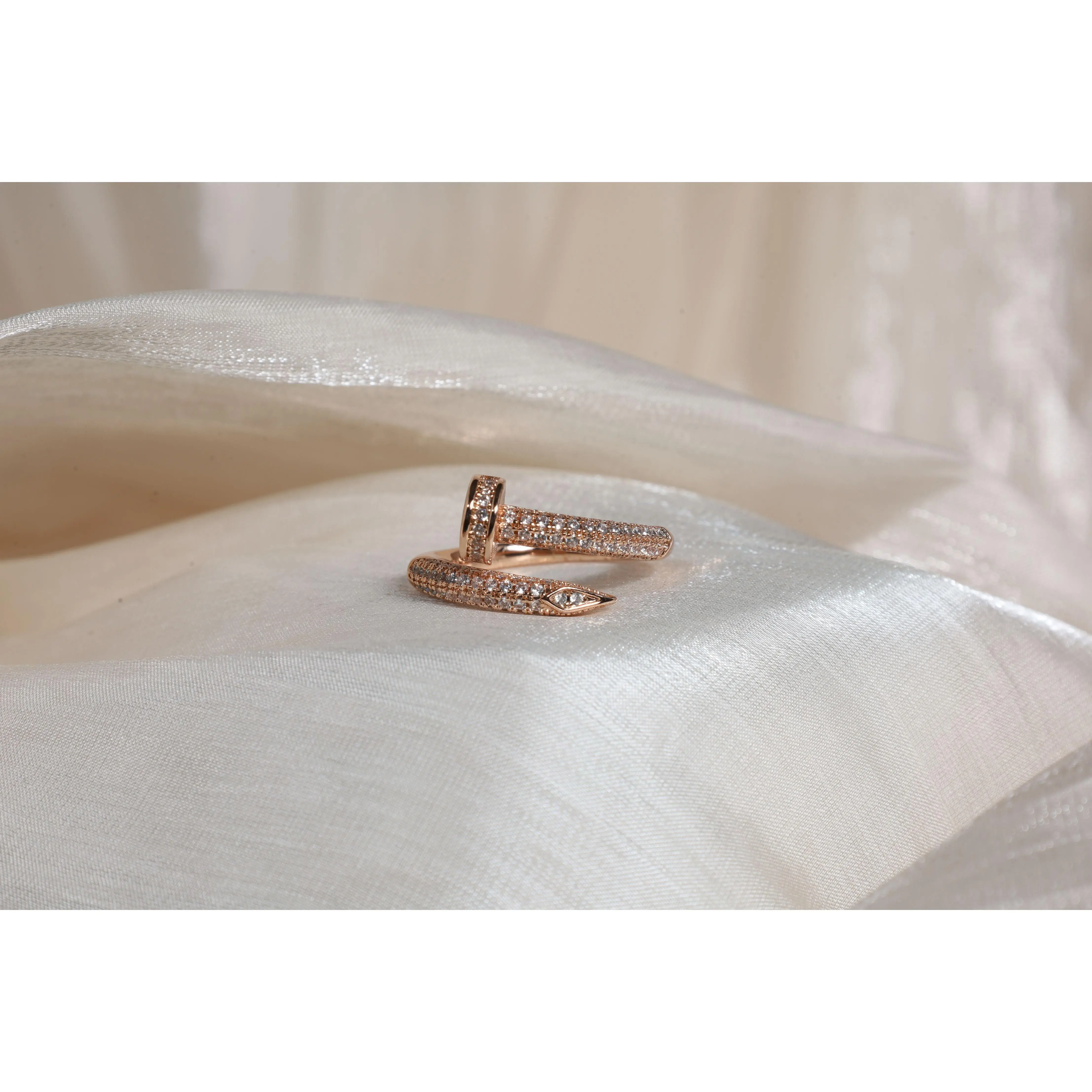 Pavé Nail Ring - Rose Gold