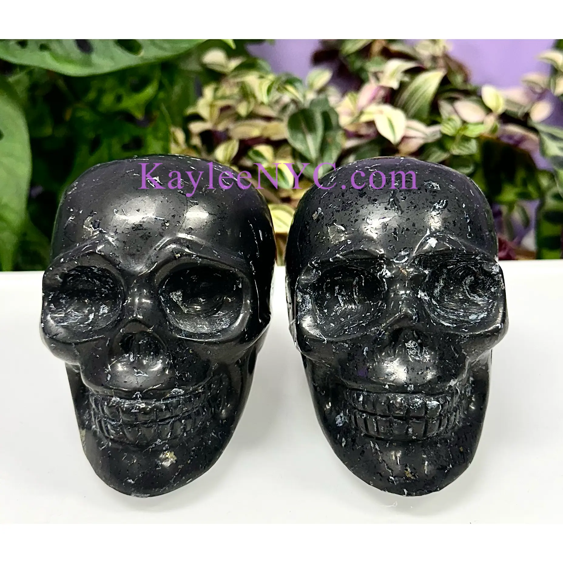 2 PCs Natural Shungite Crystal Skull