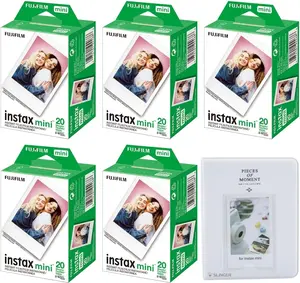 Mini Instant Camera Film: 100 Shoots Total, (10 Sheets x 10) Bundle with Slinger 64 Pocket Mini Instax Photo Album - Capture Memories Anytime, Anywhere