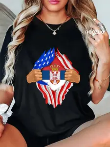 100% Cotton Serbian Blood Inside Me T-Shirt | Serbia Flag Gift T-Shirt