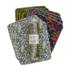 UNpaper® Towels: 12 Count Pack in Gilded Prints - Kitchen Cleaning Cotton Flannel Reusable Paper Towels