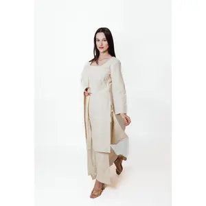 Zara Off-White Salwar Kameez Set with Eyelet Embroidery