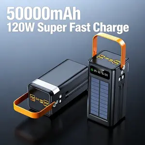 120W Super Fast Charging Solar Power Bank | 50000mAh PD22.5W Portable Charger with Solar Panel for Smartphones Tablets USB Devices, Outdoor Camping Hiking Travel Emergency Power Backup