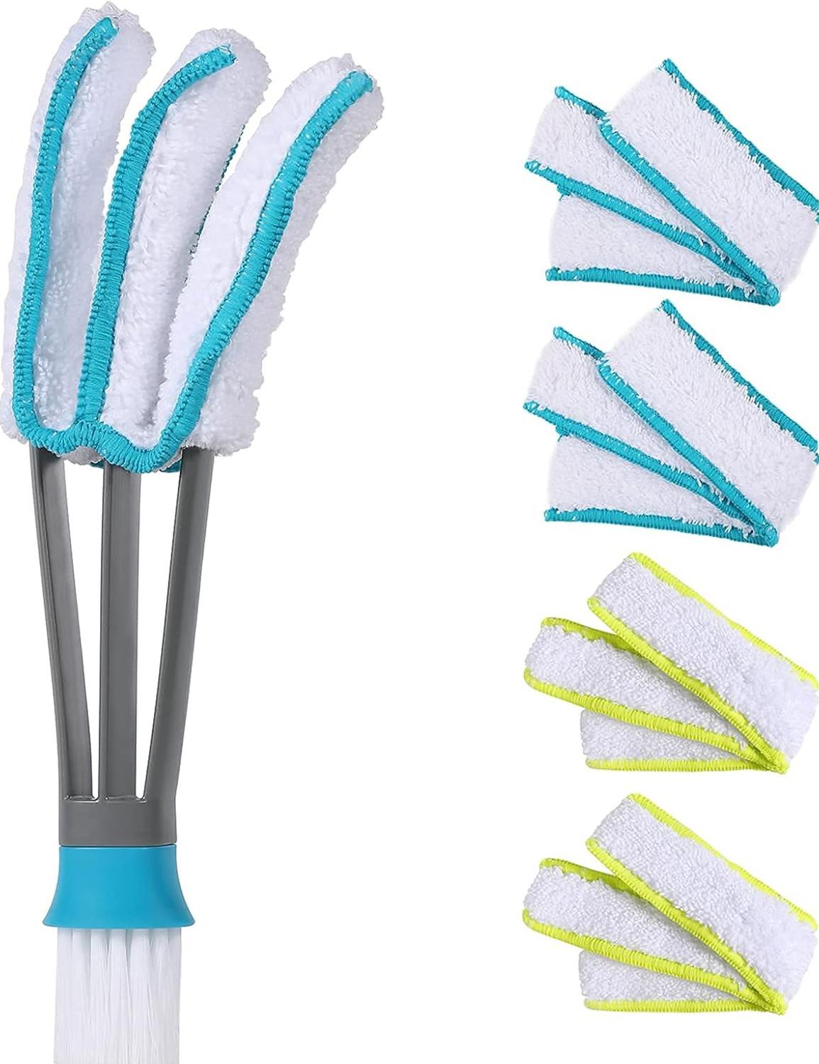 Blind Duster Cleaner with 5 Microfiber Sleeves – Window Blind Cleaning Brush for AC Vents, Ceiling Fans, Shutters & Dust Removal Tool