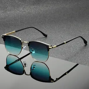 Vintage Square Sunglasses Metal Frame UV Protection Retro Fashion Eyewear for Men Women Outdoor Travel Shades