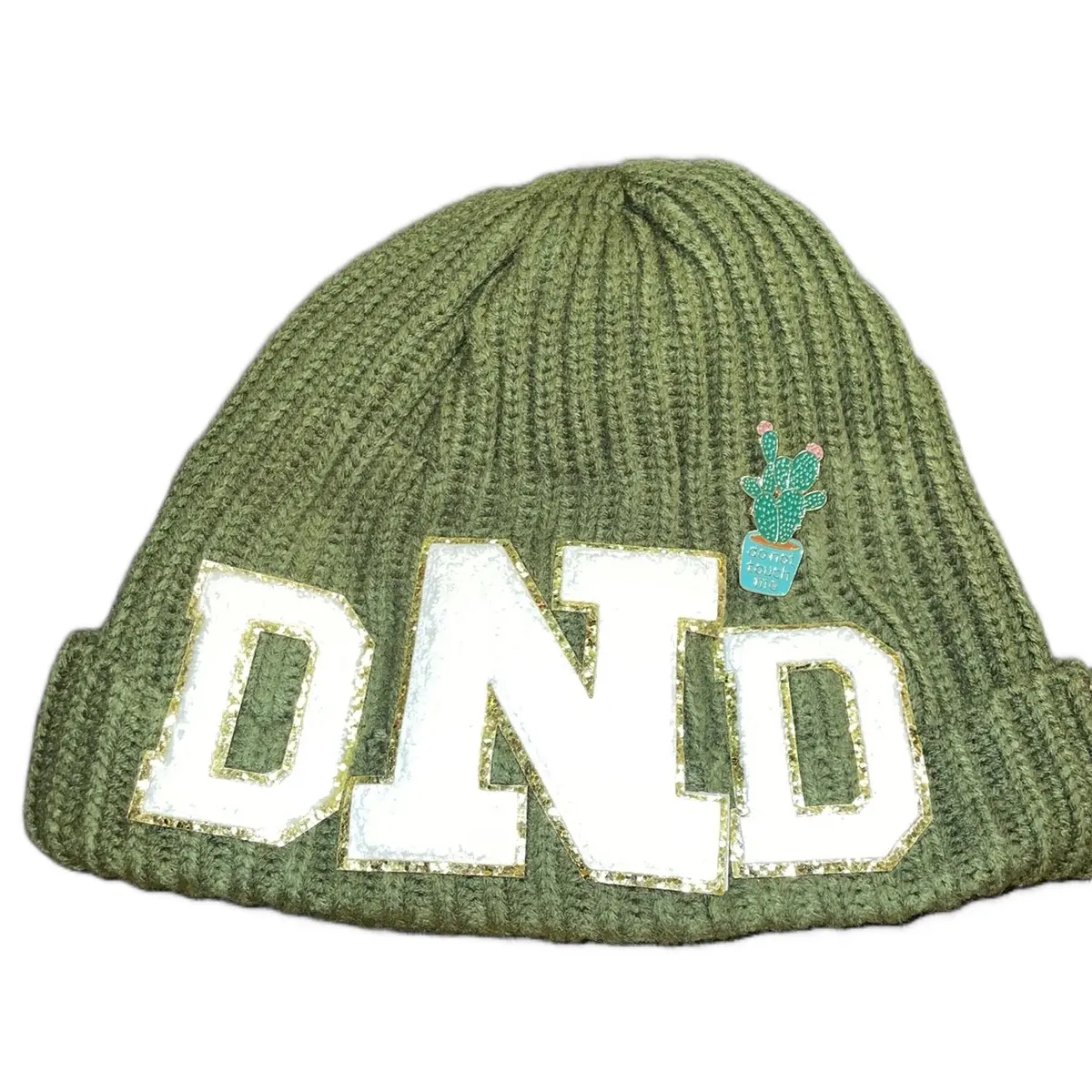 DND Olive Green Beanie Hat for Men and Women cow