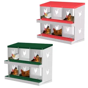 6 Compartment Chicken Nesting Box,Heavy Duty Galvanized Steel Rustproof Laying Box for Hens Ducks,Anti-Peck Rustproof Nest Boxes with Roll Out Egg Tray,Easy Install & Clean