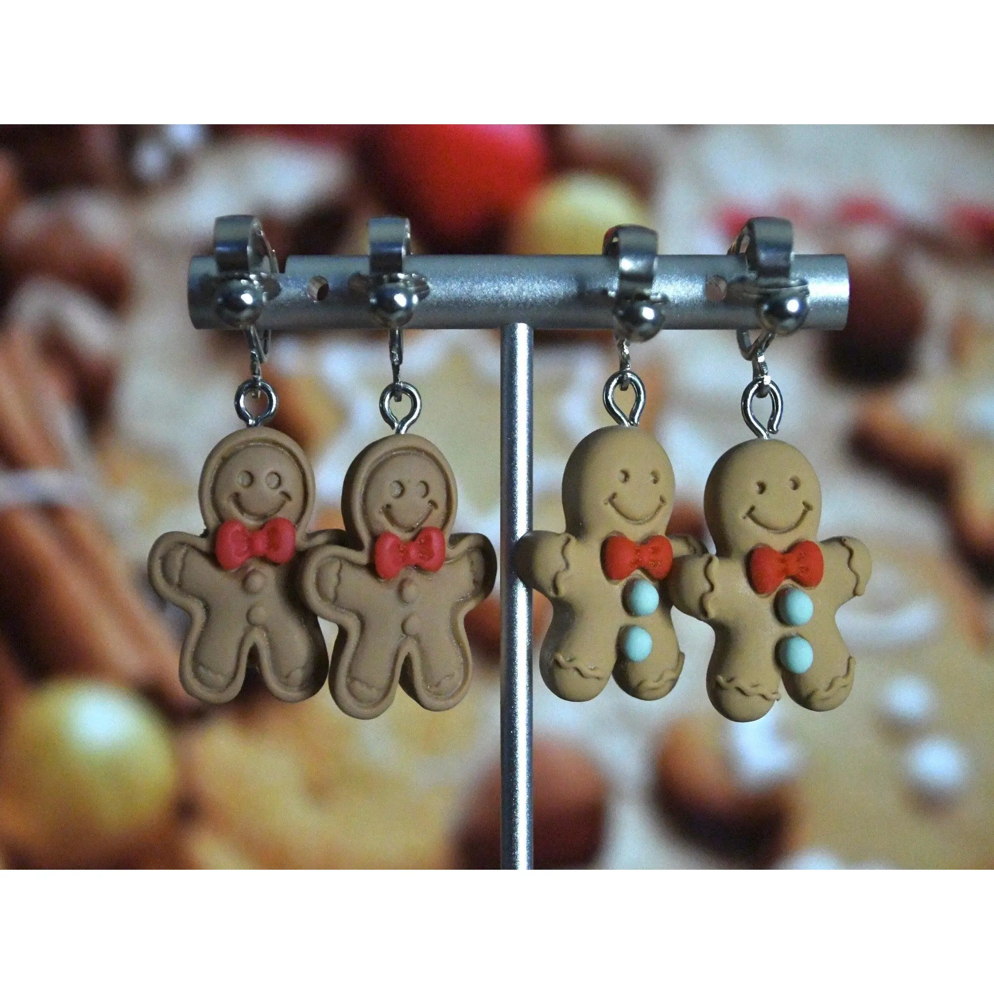Gingerbread Men Clip On Earrings