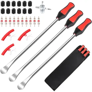 15" Tire Spoons Kit Tire Changing Tool for Motorcycles Dirt Bikes Lawn Mowers 29PCS Tire Removal Tool Set with Tire Spoon Rim Protector Valve Tool Valve Cover and Valve Core