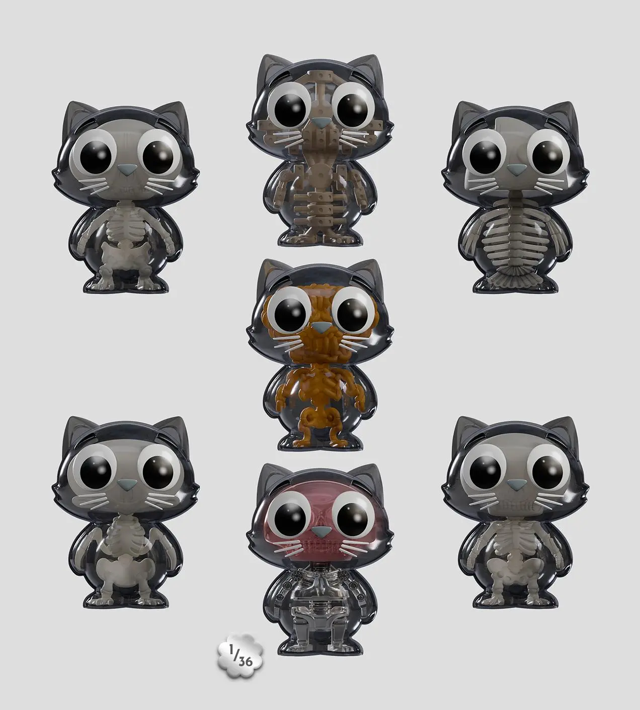 Kaleidos Creative - Catscans (Bare Bones) - Glow in the Dark - Blind Box - Mystery Box