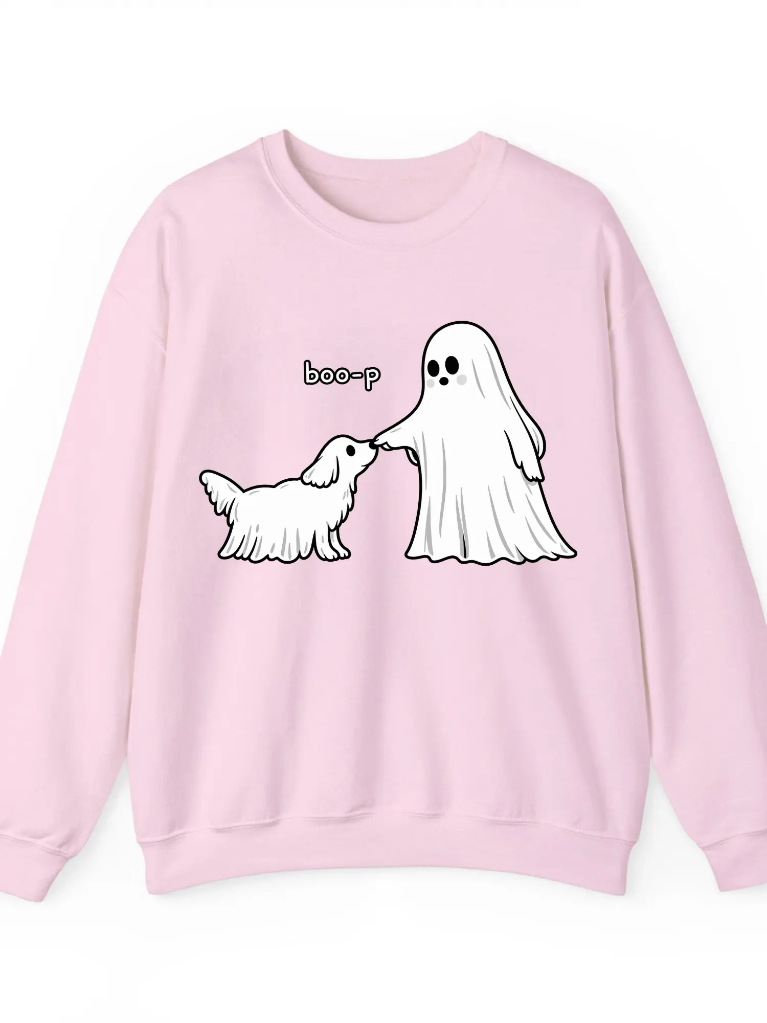 Cute Ghost & Dog Boo-P Halloween T-Shirt, Sweatshirt & Hoodie, Funny Spooky Season Graphic, Pet Lover Gift, Casual Apparel