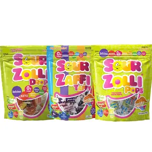 Zollipops Sour Assorted Fruit Drops, Taffy, Lollipops Bundle Delicious, Zero Sugar, Sugar Free, Vegan, KETO, Gluten Free, Allergy Friendly, No Artificial Dyes, Kosher, Clean Teeth Candy Sweet Snack