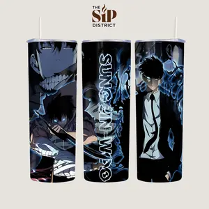 The Sip District. Sung Jin-Woo Solo Leveling  20oz 40oz Tumbler With Handle – Shadow Monarch Stainless Steel Travel Mug, Anime Iced Coffee Cup, Manhwa Gift for Otaku & Gamer