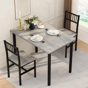 3 Piece   Set, Small Industrial   And 2 Chairs,  Breakfast   Set, Breakfast  Set For  Room, Living Room, Apartment, Small Space Dining Kitchen Table White Glass Door Wardrobe Versatile Square Air Fryer with Window