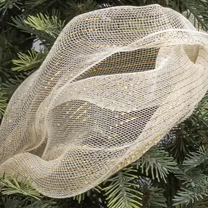 New Trendy Gold and Silver Color Metal Mesh Ribbon Roll, Perfect Choice for Holiday Decorations, Stylish Festive Ornaments