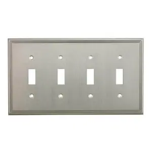 Cosmas 65006-SN Satin Nickel Quad Toggle Switchplate Cover