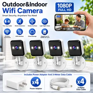 【Free Power Supply】JOOAN WiFi MINI 1080P FHD Camera Indoor And Outdoor Waterproof Security Surveillance, 1 Year Warranty, Can Still Monitor Without Network, Suitable For Home And Outdoor Use, Color Night Vision, With Spotlight And Two-Way Audio, Alexa