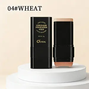 Foundation Concealer Stick,2-in-1 Concealer &Brightener, Dual-ended with Built-in Brush,Moisturizing & Lightweight, For All Skin Types