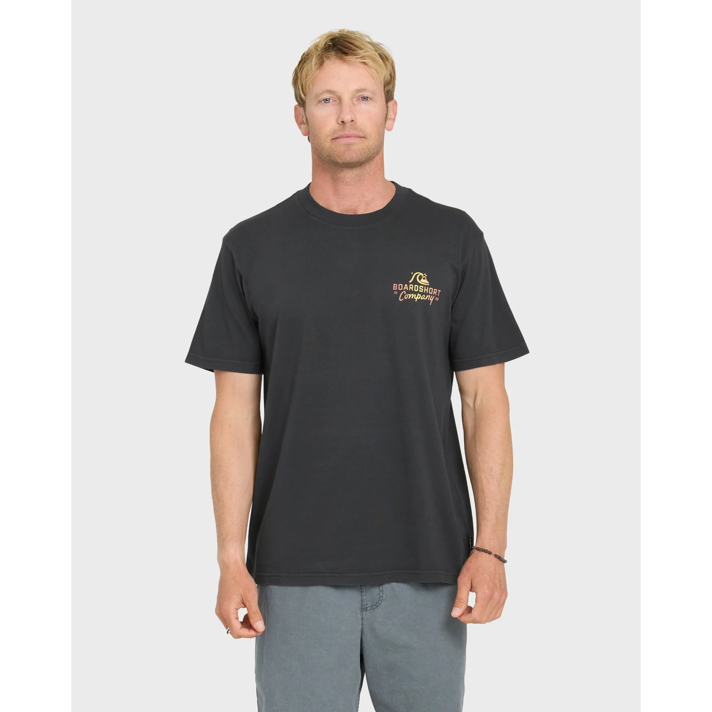 Quiksilver | Factory Label Pigment Dye Short Sleeve Cotton T-Shirt | Men's 100% Cotton Pigment-Dyed Graphic Print | Everyday Wear