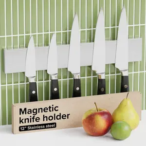 Knife Magnetic Strip 12" Steel Magnetic Knife Holder for Wall No Screws Kitchen Utensil Holder Knife Bar Knife Rack Kitchen Organizer and Tool Holder