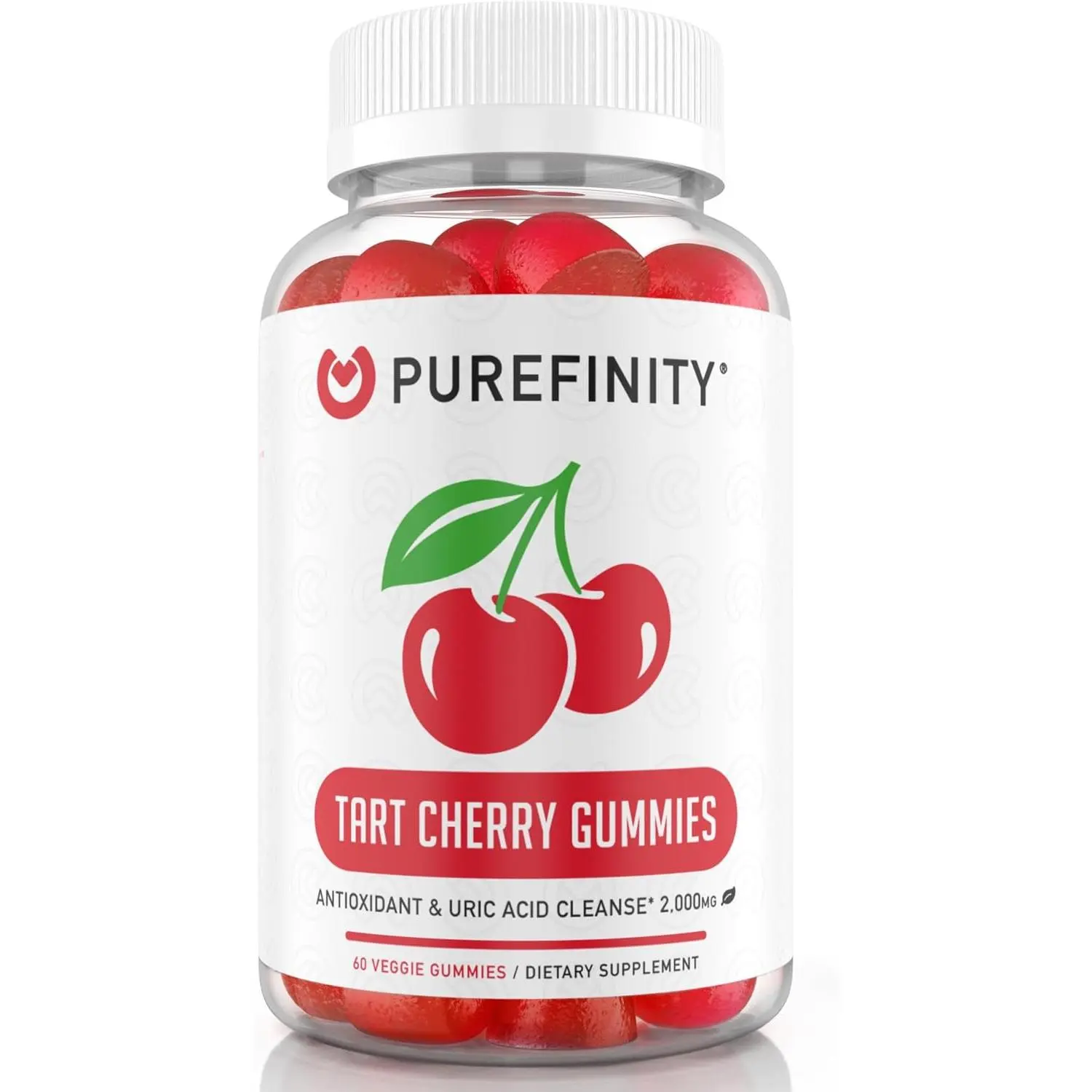 Tart Cherry Gummies Uric Acid Flush Extract for Joints | Chewable Tart Cherry Extract Antioxidant for Joint Recovery Support & Uric Acid Crystal Cleanse | Non-GMO, Gluten Free & Vegan Formula | 60 Count Gummies