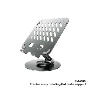 Remax Rm-C60 Precision Alloy Rotating Tablet Stand, Adjustable Angle Desk Mount Holder, Durable Metal Design for Office & Home Use