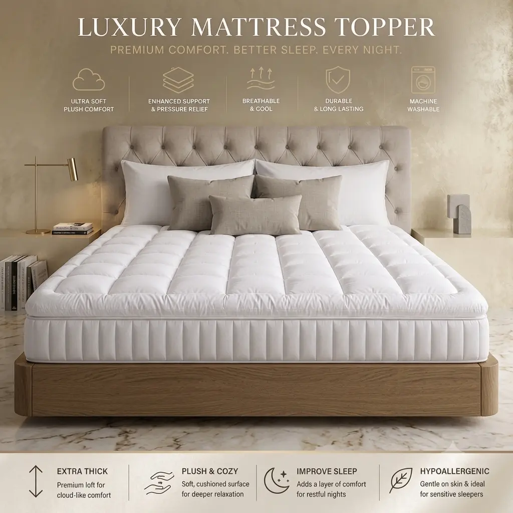 Twin XL Mattress Pad, Pillow Top Mattress Topper, Quilted Mattress Protector, Extra Thick Microfibre Top Mattress Cover, Soft Breathable Cooling Bed Pad, Deep Pocket 8-21 Inch, White, 39 x 80 Inches