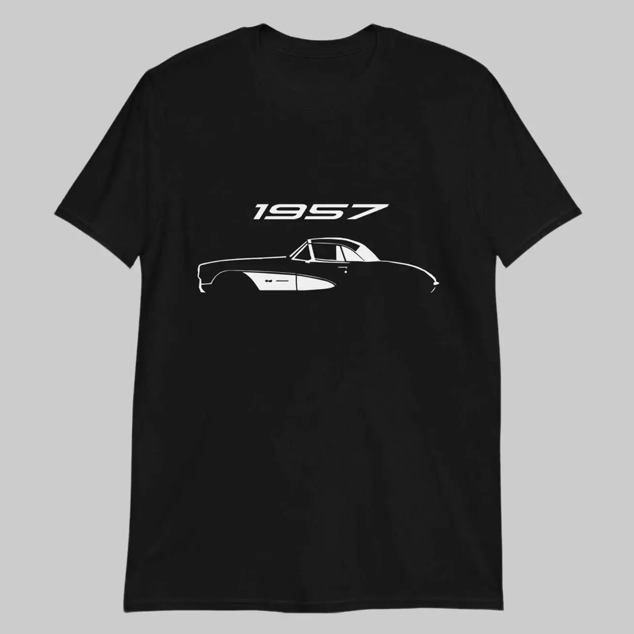 Classic Vette C1 1957 Silhouette Unisex Tee, Collector Car Custom Outline Art T-Shirt Sweatshirt Hoodie, Car Enthusiast and Fans Gift
