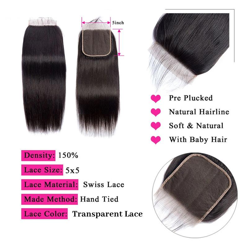 <Live Only> Msgem Hair 5x5 Lace Clsoure HD Ultra-thin Transparent Lace Body Wave Peruvian Human Hair Closure Free Part Pre Plcked with Baby Hair Natural Color
