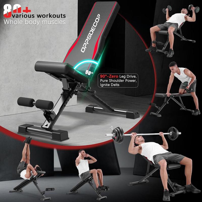 【TikTokShopBlackFriday】OPPSDECOR 900LBS Adjustable Weight Bench for Full Body Workout,Incline Decline Flat Utility Workout Bench with Quick Folding& Fast Adjustment,Perfect Gift for Day, Father's Day, Christmas 【TikTokShopBlackFriday】OPPSDECOR 900LBS Adjustable Weight Bench for Full Body Workout,Incline Decline Flat Utility Workout Bench with Quick Folding& Fast Adjustment,Perfect Gift for Day, Father's Day, Christmas