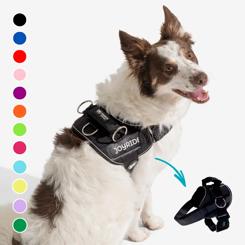 Joyride Dogs No-Pull Safety Harness for Small, Medium, Large Pets - Solid Color Vest with Side Rings, Handle, Easy On-Off Design, 13 Customizable Name Tags, 360 Reflective Strips for Night Safety, Adjustable Durable Fit