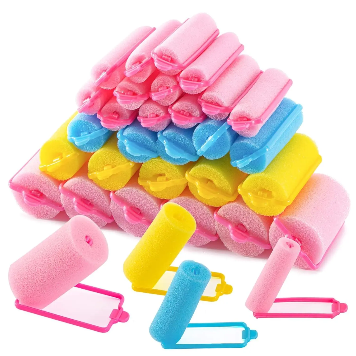 36-Pack Foam Sponge Hair Rollers 2.4″ Soft Sleep Curlers — Heatless Overnight Curling Rods for Easy Curls