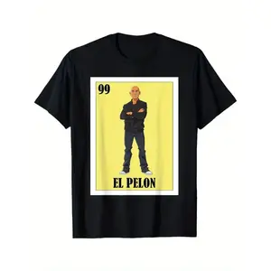 Comfortable Casual Cotton TShirt Featuring Humorous Mexican Bald Guy Design with 99 El Pelon Graphic Black Short Sleeve Tee Suitable for Every Season Easy to Wash