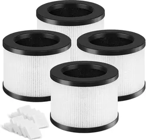 TZ-K1 Replacement Filter Compatible with ToLife TZ-K1 Air Clean Purifier, AROEVE MK01 MK06 / Kloudi DH-JH01/FreAire KN-6391RGB，3-IN-1 H13 HEPA Filter for Smoke Pollen Dander. 4 Pack (White)
